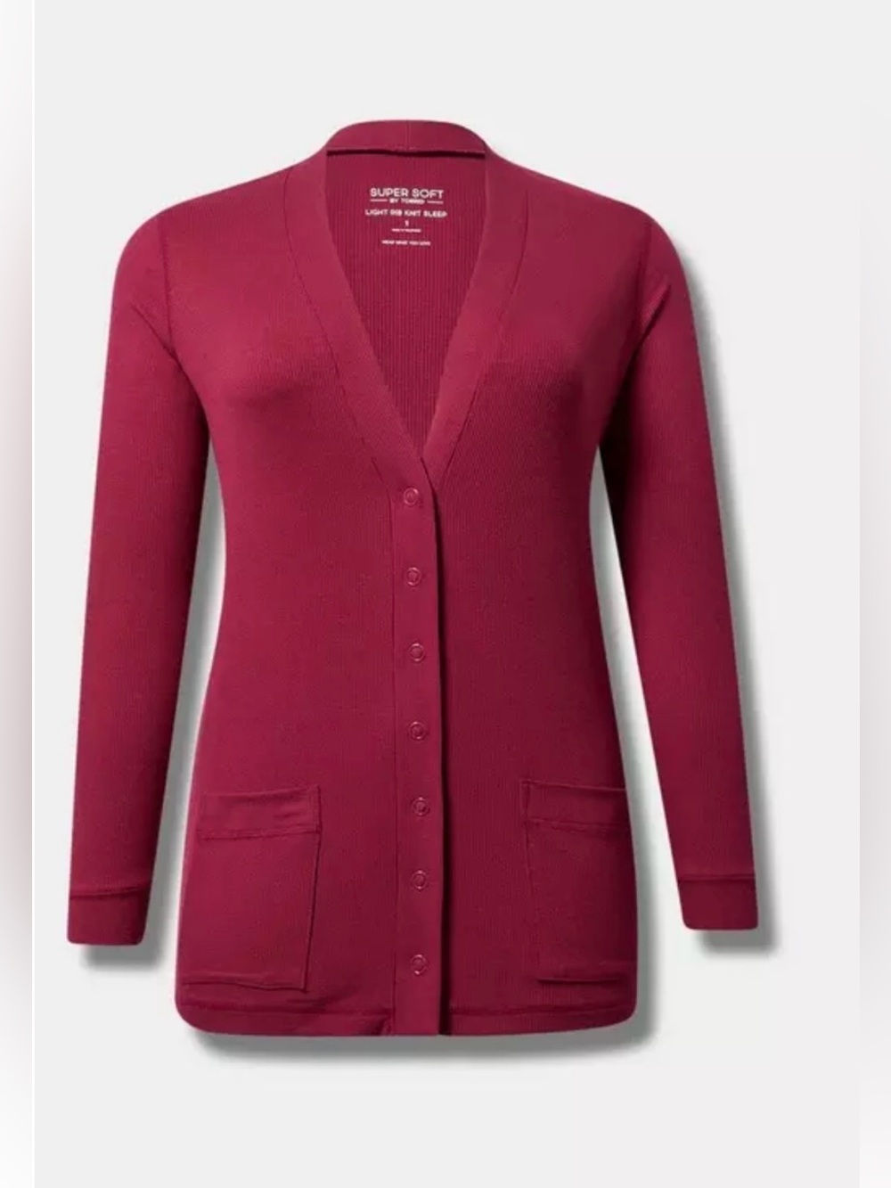 Torrid 4X Super Soft Rib Snap Front Lounge Red Plum Cardigan